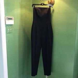 Theory Womens City Jumpsuit Pleated Wool Blend - Black